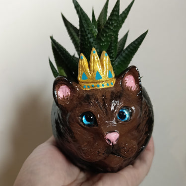 Design cat pot with golden crown