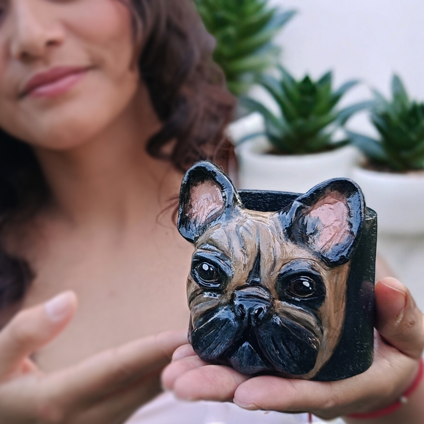 Clay  | handmade Personalized dog plant pot