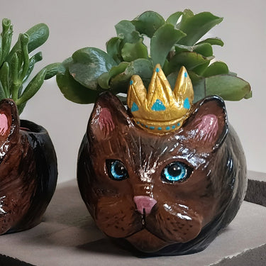 Design cat pot with golden crown